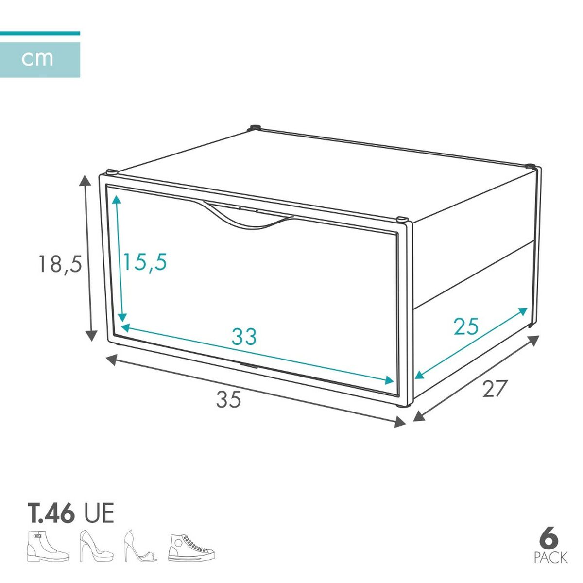 Stackable shoe box Max Home Valkoinen 6 osaa polypropeeni ABS 35 x 18,5 x 27 cm